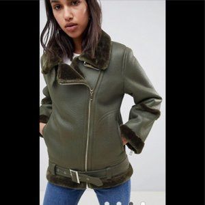 Like new ASOS Biker - Aviator Coat Jacket size 0
